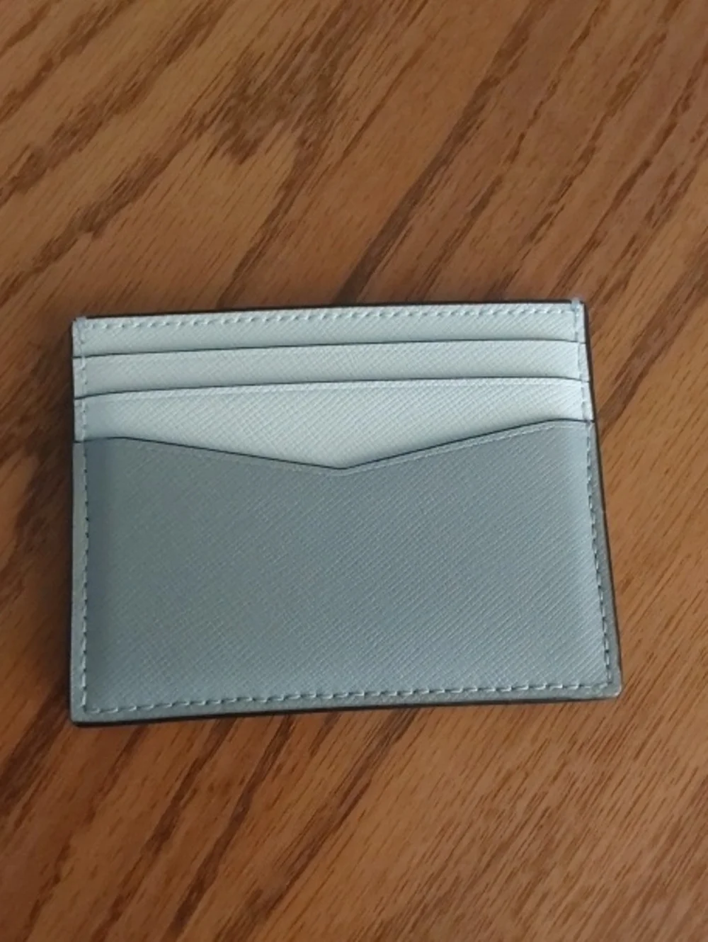 Kate Spade New York Two-Tone Leather Card Holder - Light Gray & White